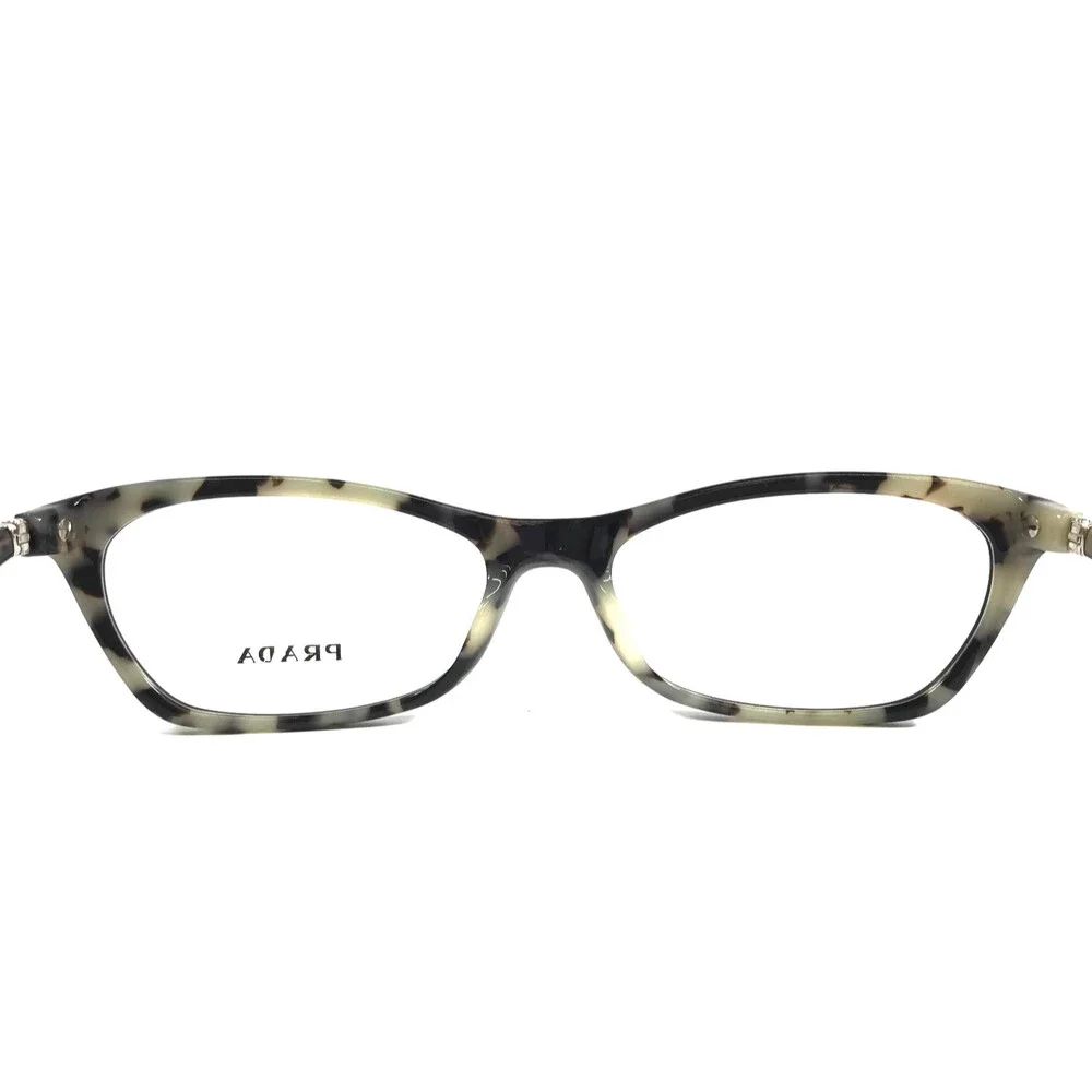 Prada Eyeglasses Frames VPR15P ROK-1O1 Black Tortoise Cat Eye Full Rim 53-16-135